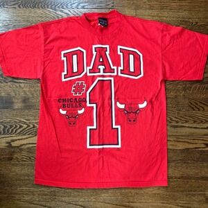 Vintage Magic Johnson Chicago Bulls #1 Dad T‎ Shirt Tee Red Size Large